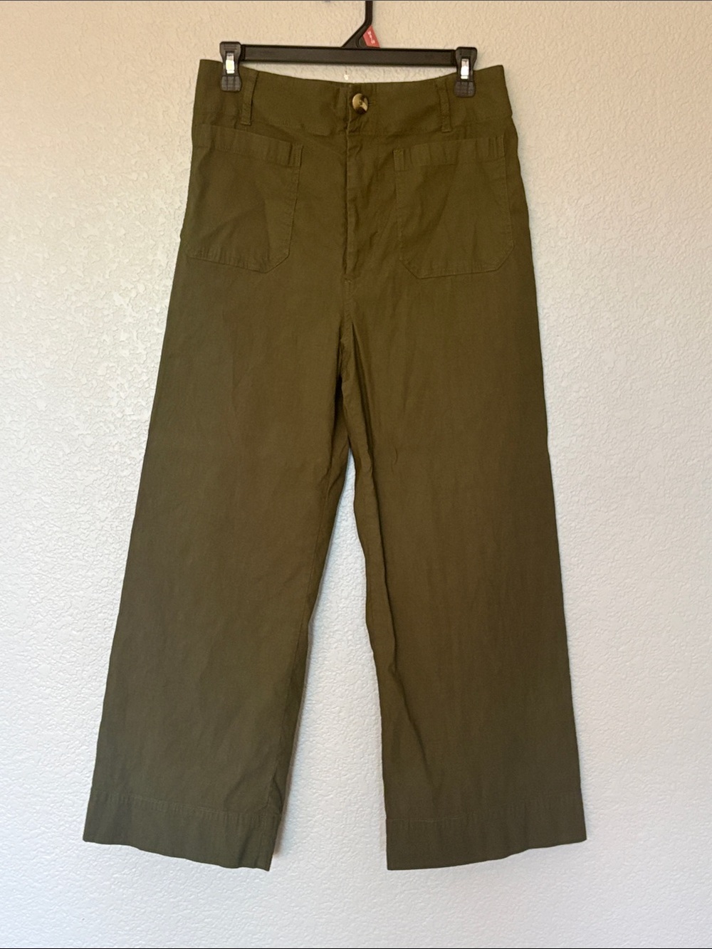 Maeve Colette Green Wide Leg Cotton Pants